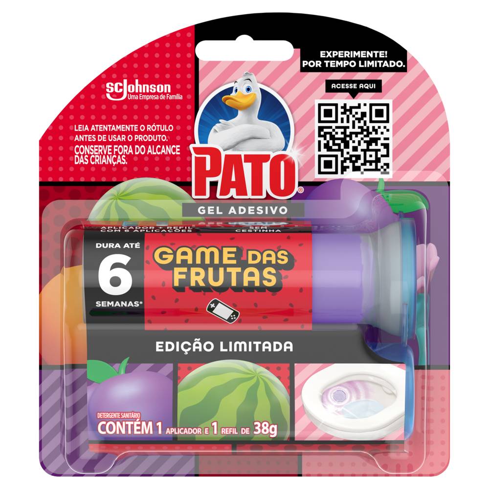 Pato detergente sanitário gel adesivo game das frutas com aplicador (1 un)