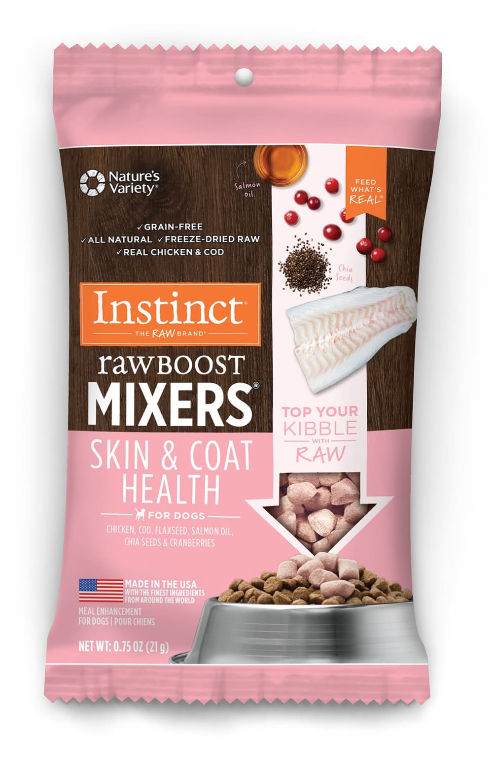 Instinct® Raw Boost Mixers® Skin & Coat Health All Life Stages Dog Food Topper - Raw, Grain Free (Flavor: Chicken, Size: 0.75 Oz)