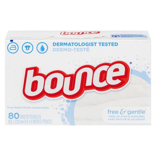 Bounce Dryer Sheets, Free & Sensitive (80 sheets)