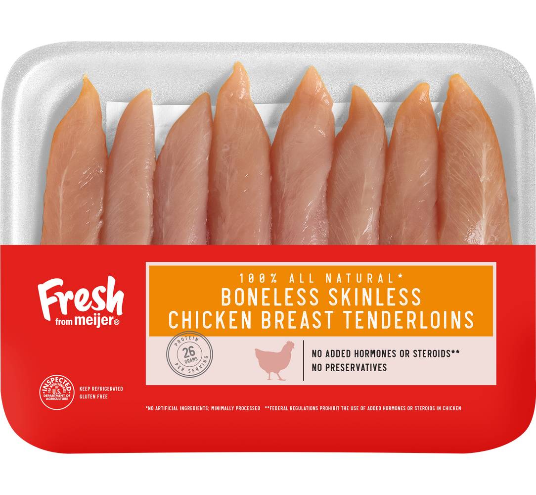 Meijer Boneless Skinless Chicken Breast Tenderloins No Antibiotics Ever 100% All Natural 