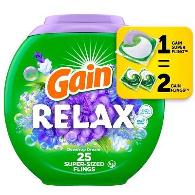 Gain Relax Super-Sized Flings Laundry Detergent, Dewdrops (0.1 lbs, 25 ct)