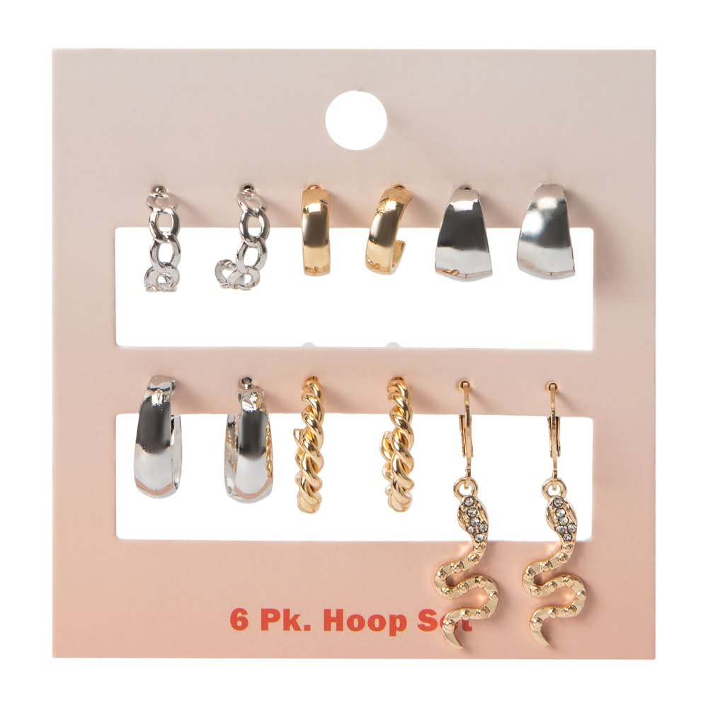 Hoop Set 6-Pack Gold Snake Hoops