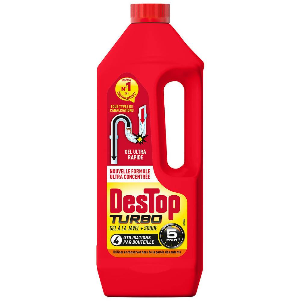 Destop - Gel déboucheur turbo 5 min 4 doses