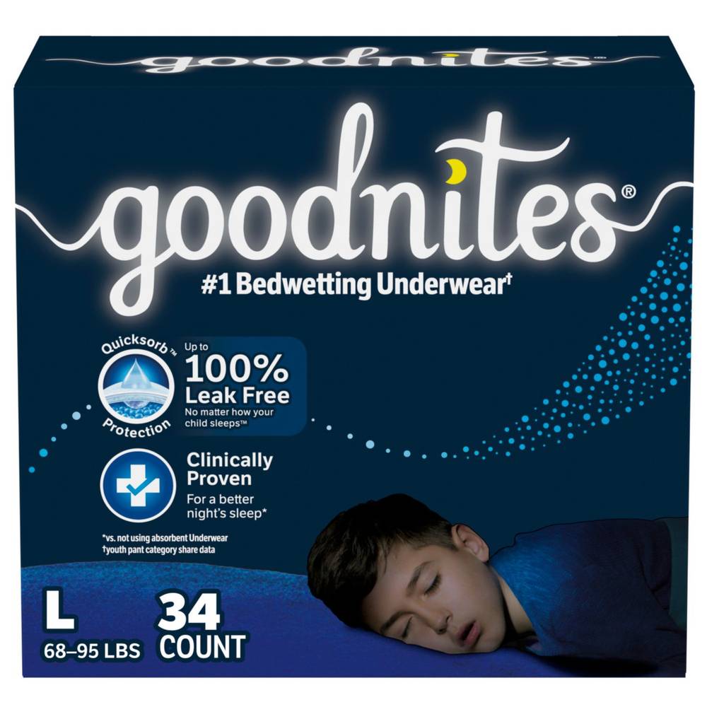 Goodnites Boys' Nighttime Bedwetting Underwear, L, 34 Ct