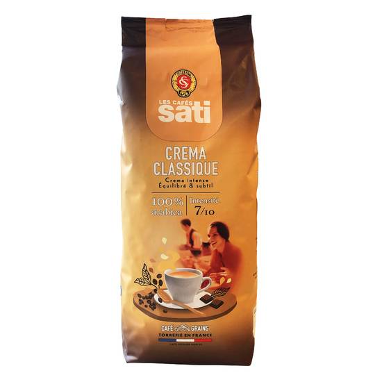 Sati - Crema classique café en grains 100% arabica intensité 7 (1 kg)