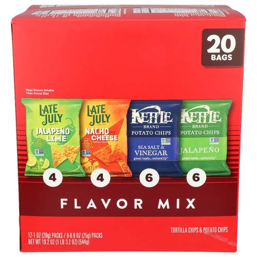 Late July Flavor Mix Tortilla Chips & Potato Chips 20 Pack