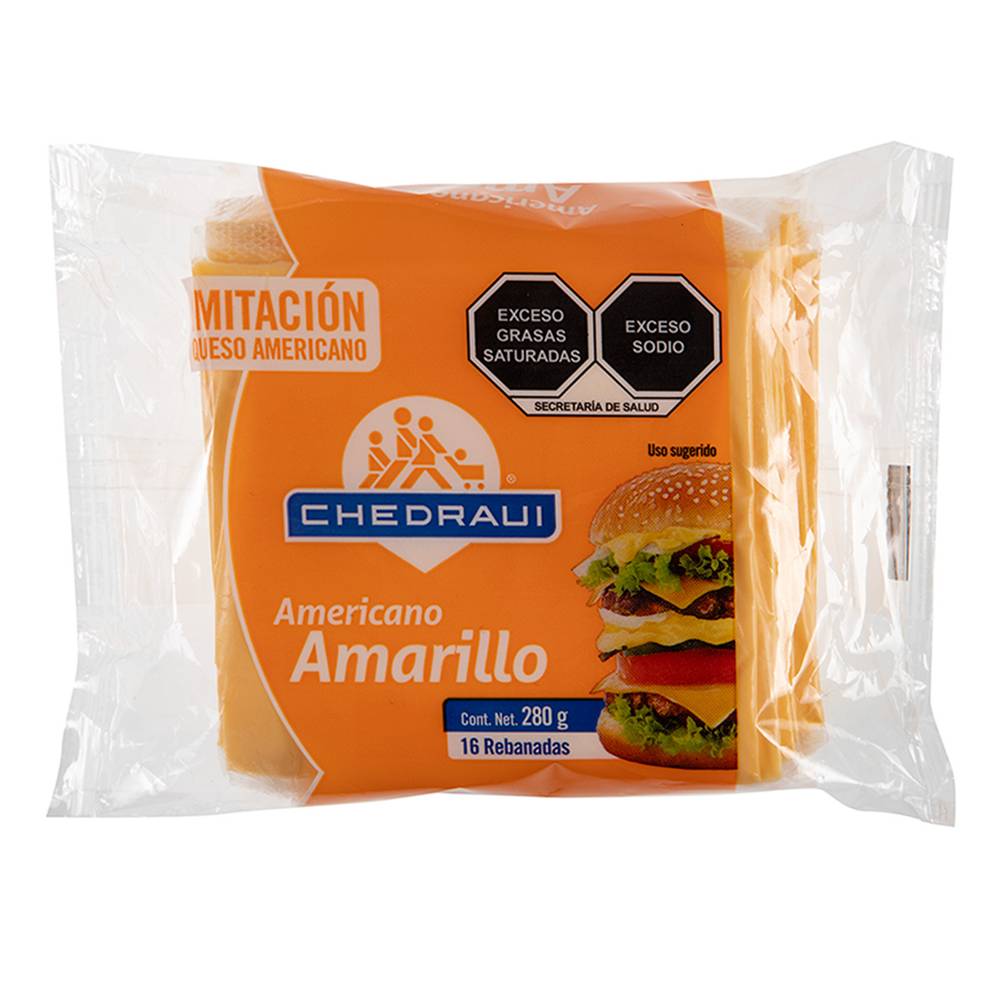 Chedraui · Queso tipo americano amarillo (280 g)