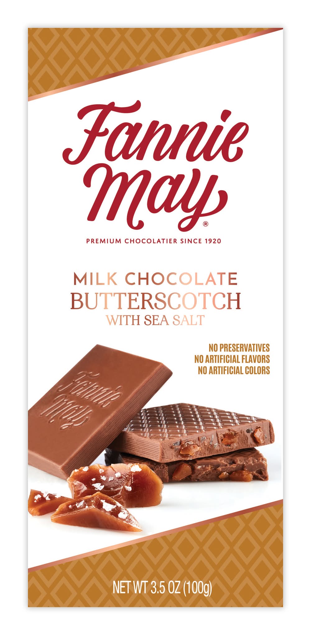 Fannie May Butterscotch With Sea Salt Milk Chocolate (3.5 oz)