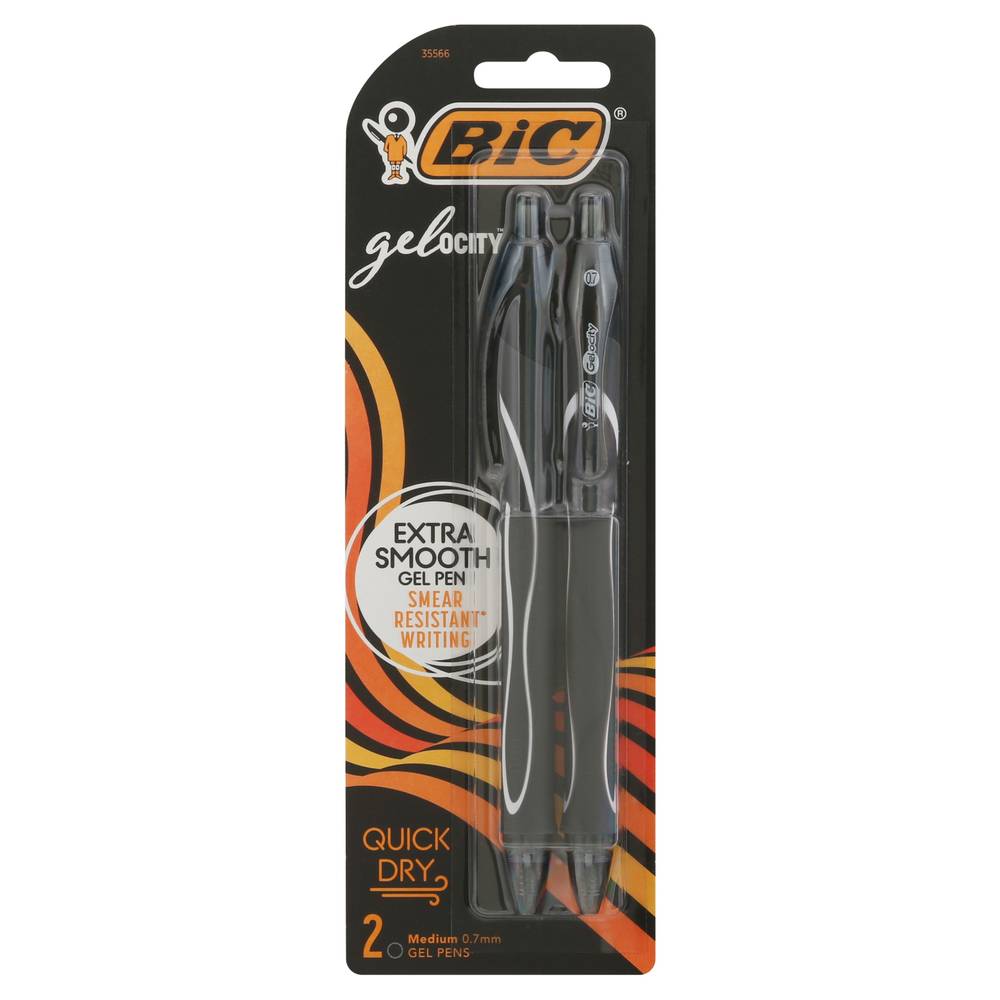 Bic Gelocity Black Ink Medium Point Retractable Gel Pens (2 ct)