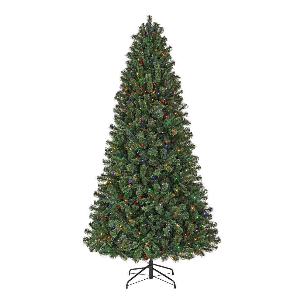 Home Accents Holiday 7.5 Ft. Pre-Lit Led Festive Pine Artificial Christmas Tree, Green