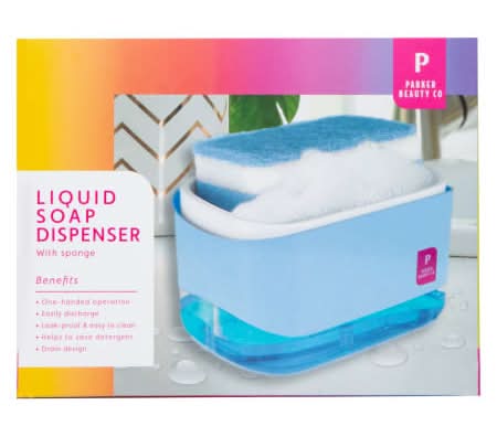 Liquid Soap Dispenser With Sponge Holder Blue
