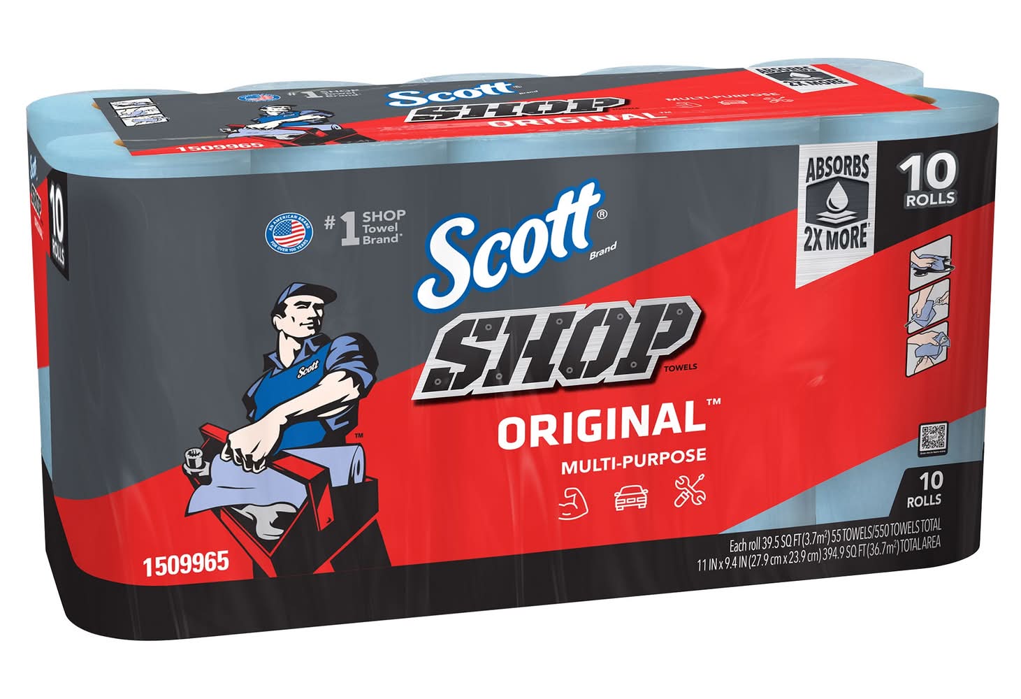 Scott Shop Original Multi Purpose Towels, 11x9.4 in, Blue (55 ct)