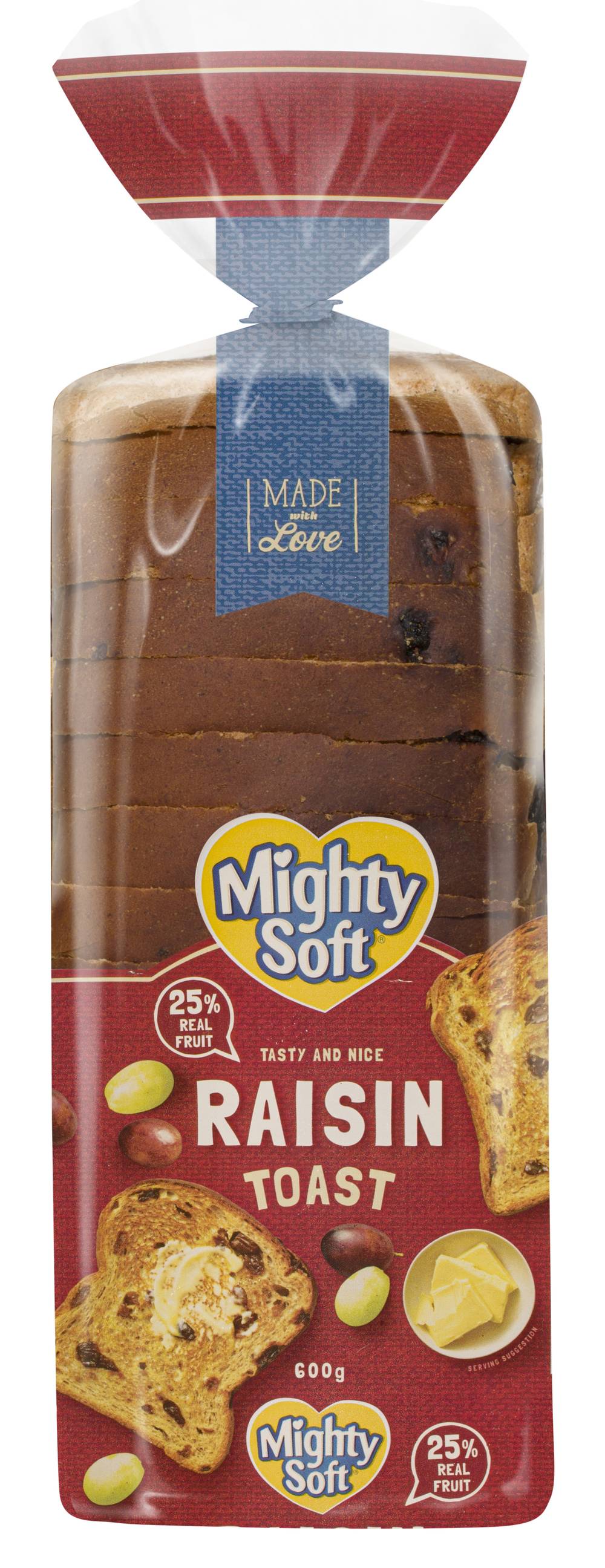 Mighty Soft Raisin Toast Sliced Loaf Bread (600g)