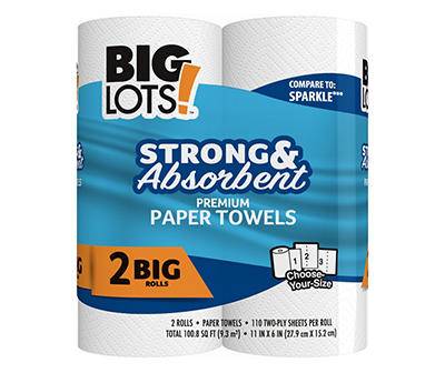 Premium Choose-Your-Size Paper Towels, 2 Big Rolls