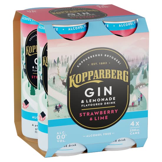 Kopparberg Strawberry - Lime, Gin & Lemonade Flavoured Drink (4 x 250ml)