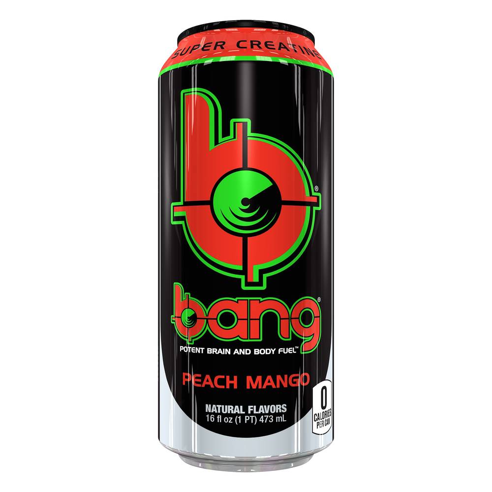 Bang Super Creatine Energy Drink, Peach Mango (16 fl oz)