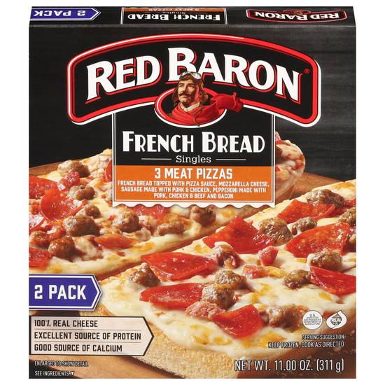 Red Baron French Bread Singles 3 Meat Pizza (2 ct)