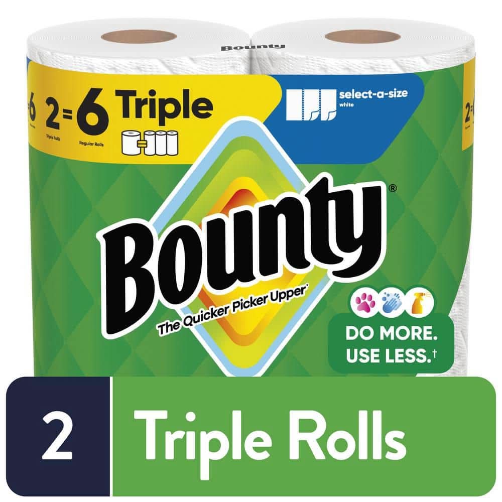 Bounty White, Select-A-Size Paper Towel Roll (2 Triple Rolls)