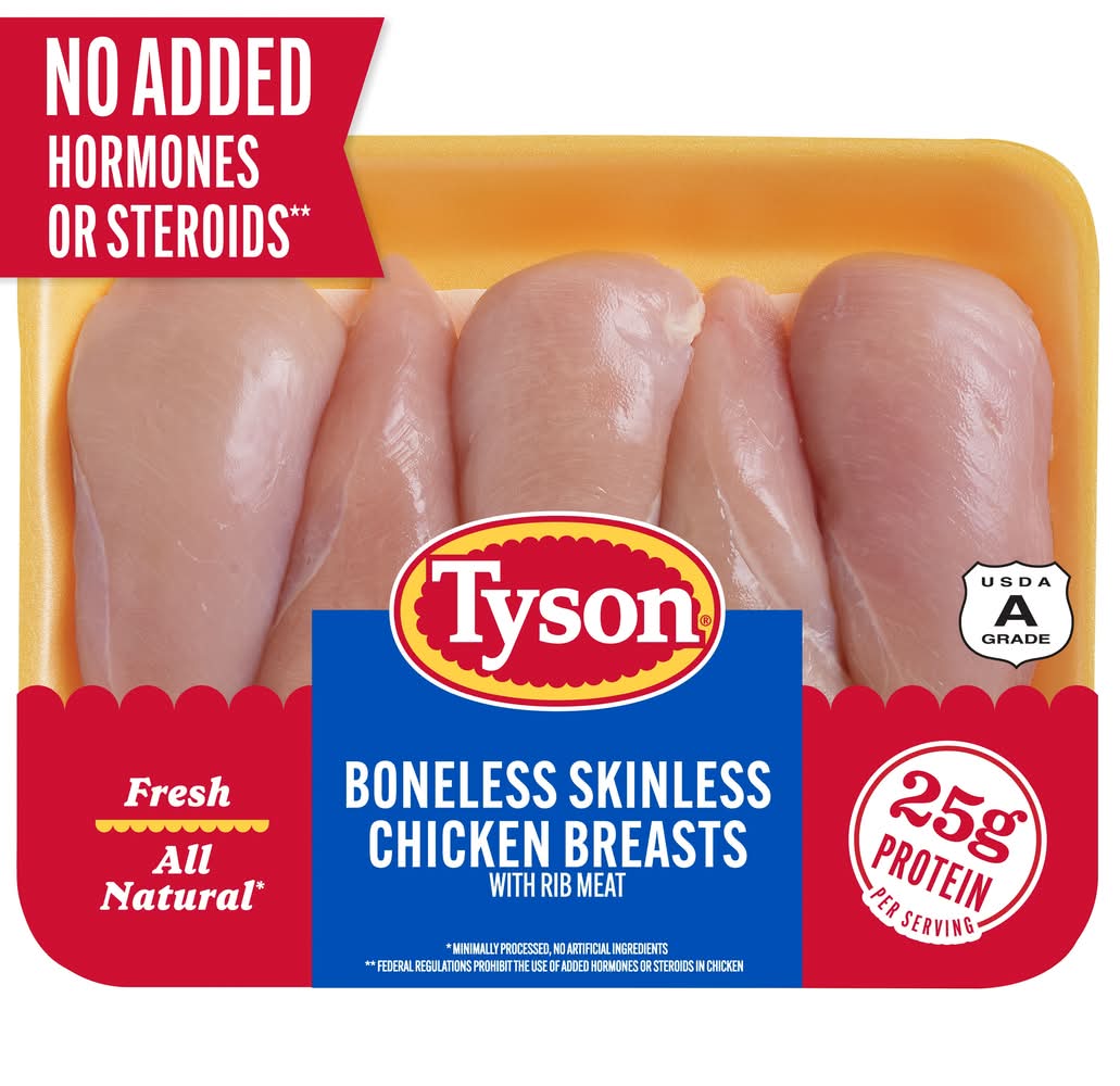 Tyson Boneless Skinless Chicken Breast With Rib Meat - 3lbs