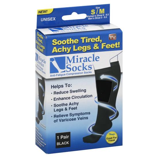 Miracle Socks Unisex Black Socks S/M