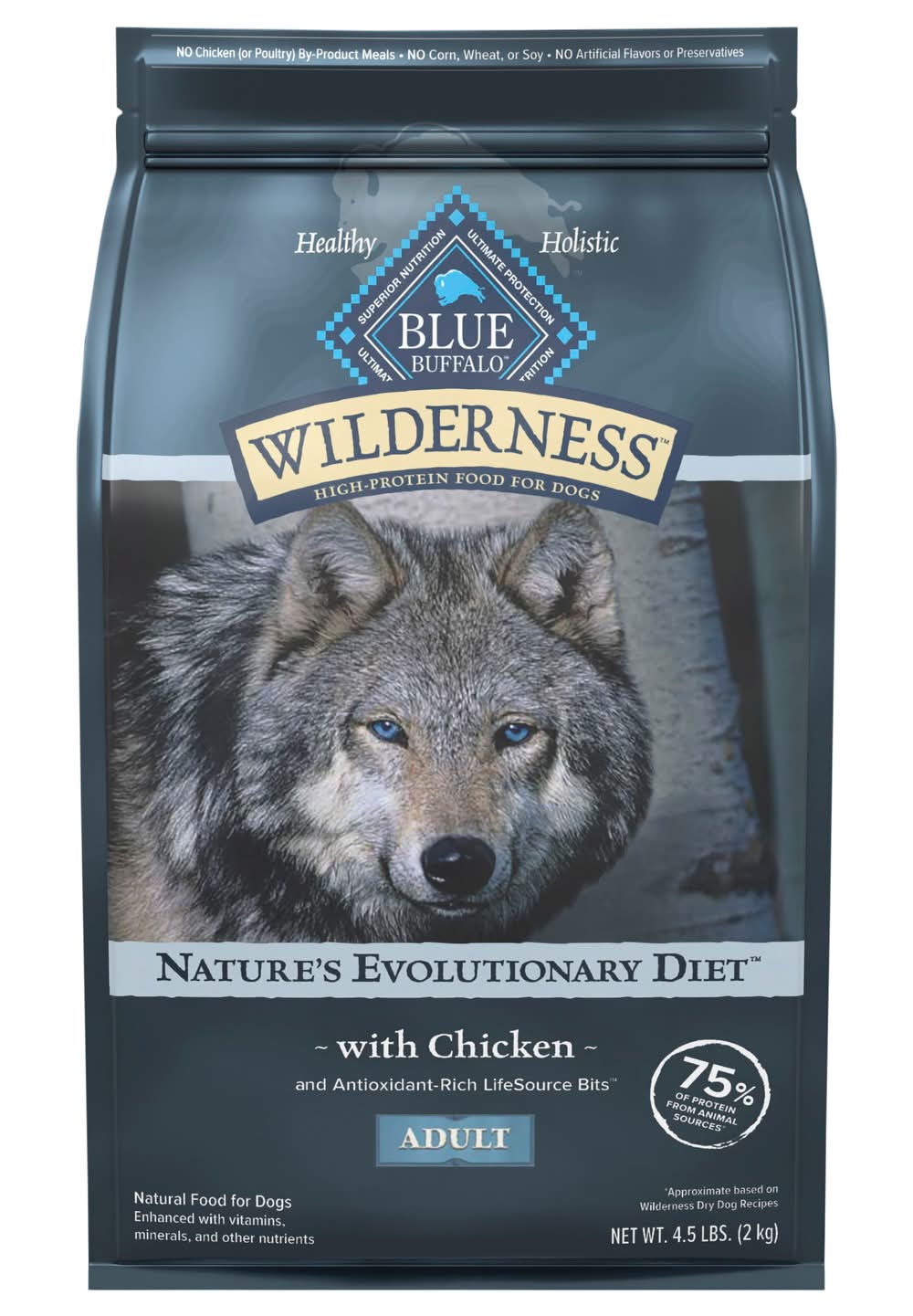 Blue Buffalo Wilderness High-Protein Natural Dry Food For Dogs With Chicken, Chicken, Adult (4.5 lbs)