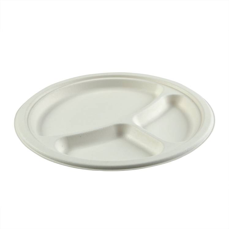 Primeware Round 3 Compartment Fiber Plate, 10 In (125 ct)