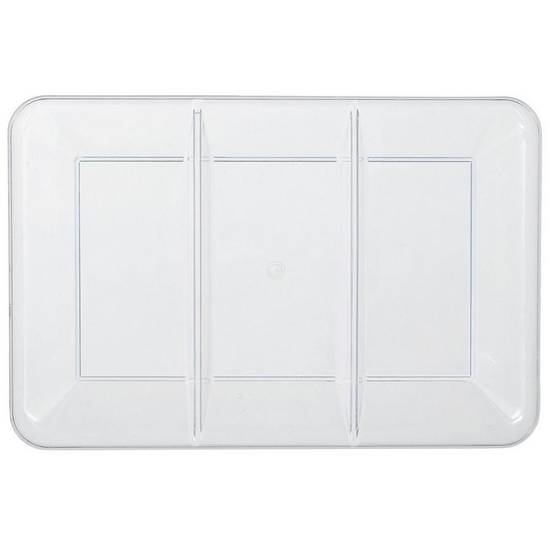 Clear Rectangular Sectional Plastic Platter, 9.5in x 14in