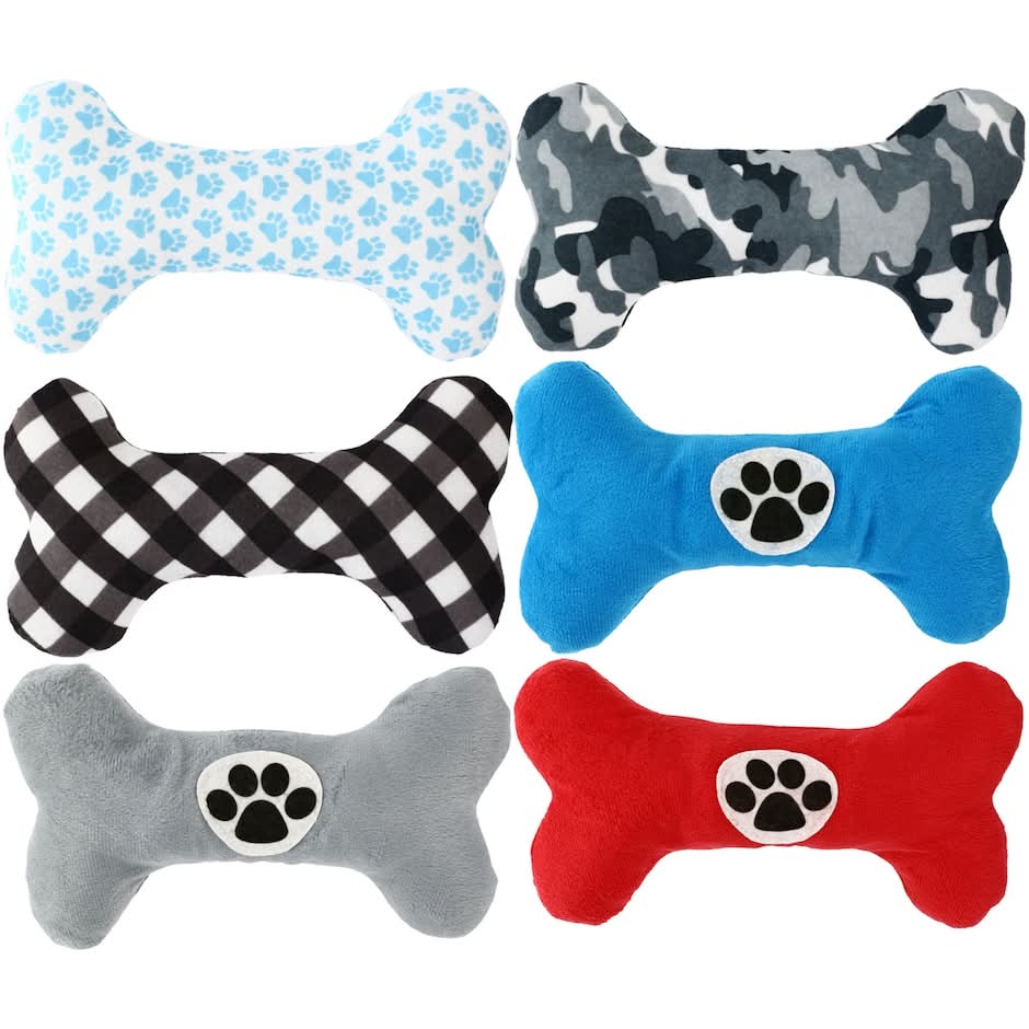 Greenbrier Kennel Club Plush Dog Bones with Squeakers and Crinkle Interiors, 5x10 in.