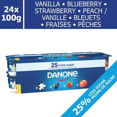 Danone Yogourt Crémeux, Fraises / Peches / Vanille / Bleuets / Creamy Yogurt Variety Pack, Strawberry / Peach / Vanilla / Blueberry 100.0 G