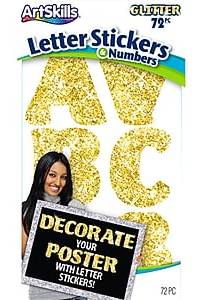 ArtSkills Sparkle Letters and Numbers, Gold 72/Pack