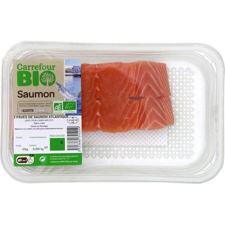 Pavés de saumon CARREFOUR BIO - la barquette de 2 pavés - 250g