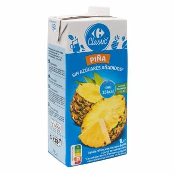 Bebida de fruta piña Carrefour Classic´ sin azúcar añadido brik 1 l.