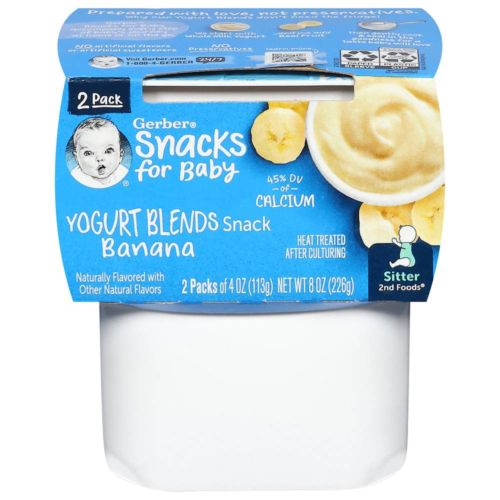 Gerber Banana Yogurt Blends Snacks For Baby (4 oz, 2 ct)