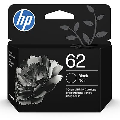 HP 62 Black Standard Yield Ink Cartridge, Prints Up to 200 Pages (C2P04AN#140)
