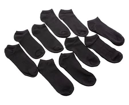 Mens Black Low-Cut Socks 10-Pack