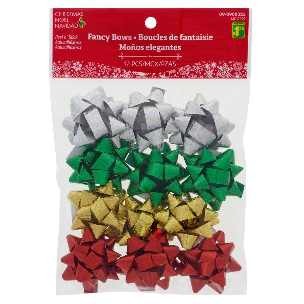 Dollarama Adhesive Fancy Bows For Christmas (12 ct)