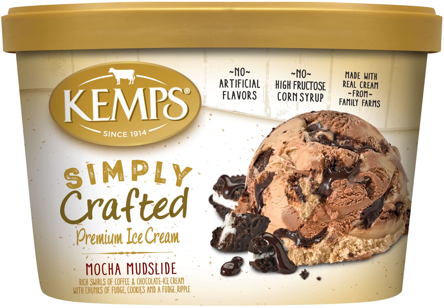 Kemps Simply Crafted Premium Ice Cream, Mocha Mudslide (48.02 fl oz)