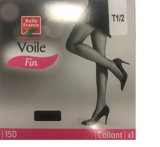 Belle France - Collant voile fin élasthanne 15d noir, t1/2 (1 paire)