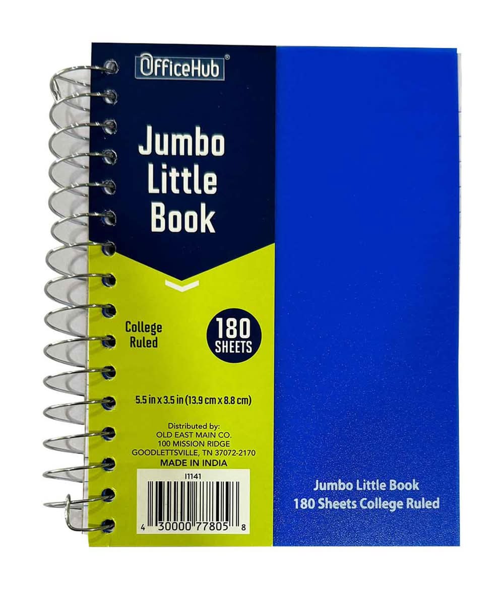 OfficeHub College Ruled Jumbo Little Book 180 Sheets, 5.5x3.5 in, Assorted