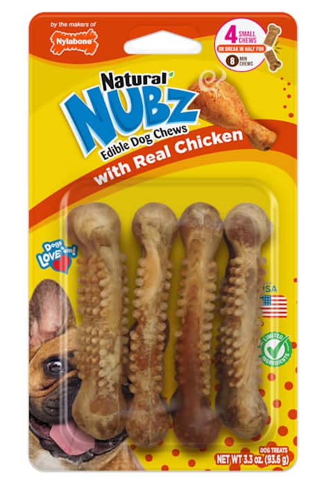 Nylabone Nubz Chicken Dog Chew Treats, Small, Count of 4