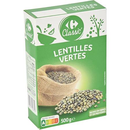 FID -Lentilles vertes CARREFOUR CLASSIC' - le paquet de 500g