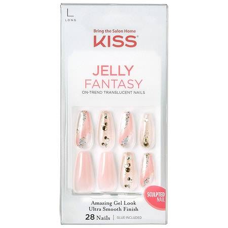 KISS Jelly Fantasy Pink Sculpted Gel Nails, Pink (28 ct)