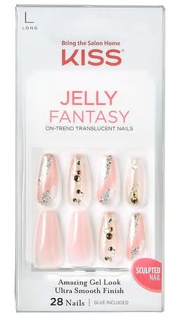 KISS Jelly Fantasy Pink Sculpted Gel Nails, Pink (28 ct)