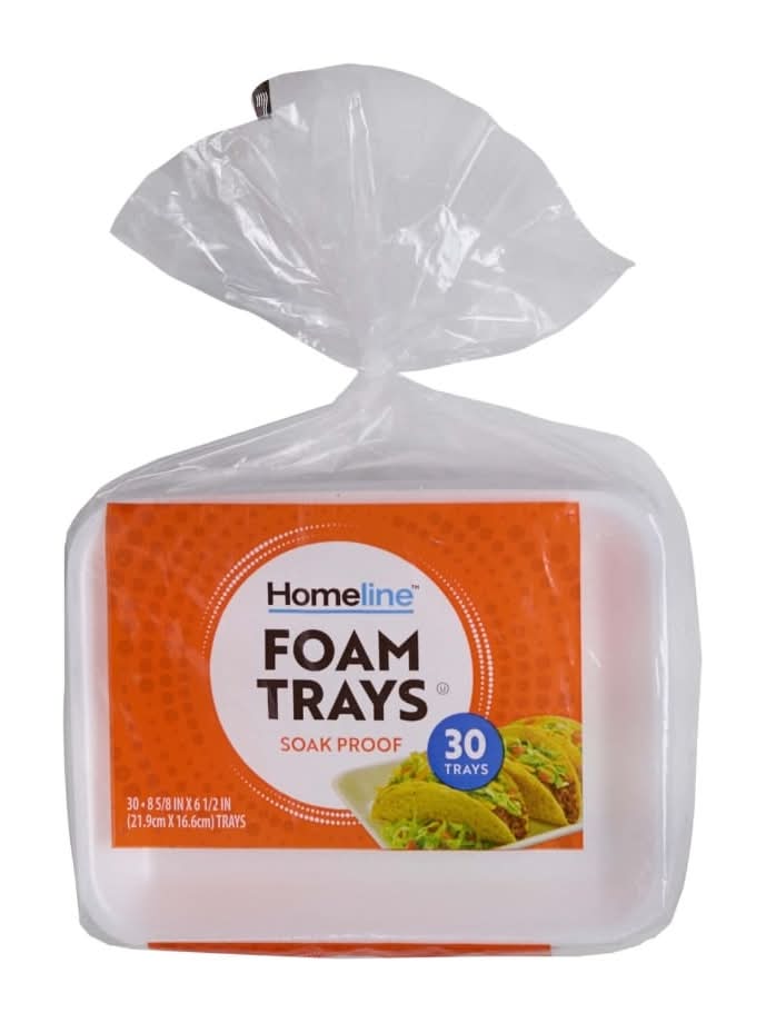 Homeline Soak Proof Foam Trays, 8.6x6.5 in (30 ct)
