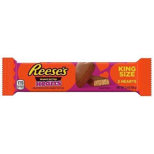 Order Reese's Hearts Candy, Valentine's Day, King Size Pack Milk Chocolate Peanut Butter - 2.4 oz food online from Walgreens store, Monroe on bringmethat.com