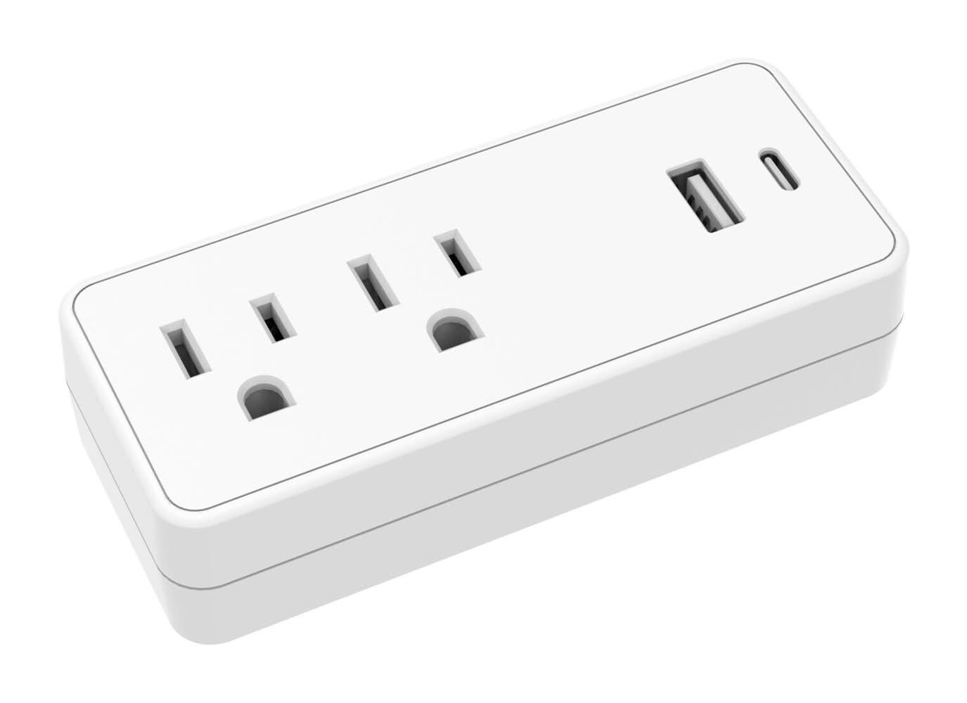 Project Source 2 outlet USB A/C Tap 15 -Amp 3-wire grounding Single to double White Basic Standard Adapter