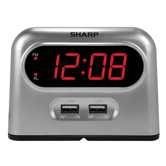 Sharp Digital Alarm Clock With 2 X 2 Amp (1 ct)