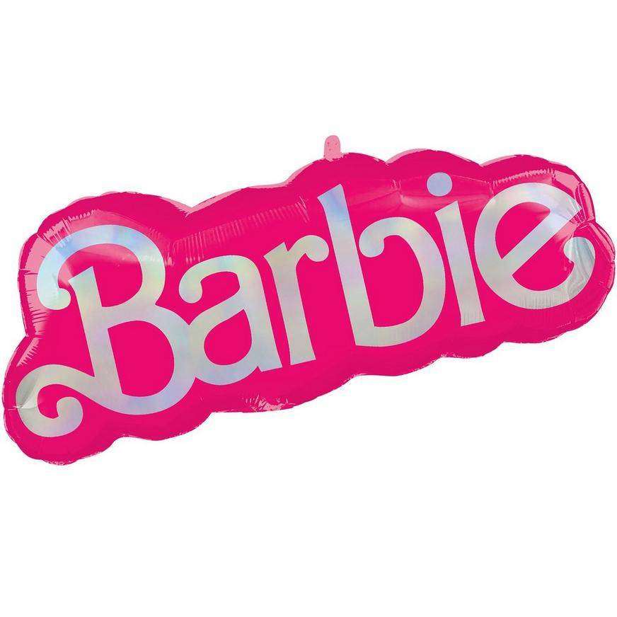 Party City Uninflated Barbie Title Foil Balloon, Pink