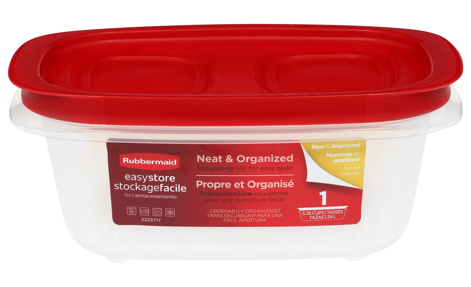 Rubbermaid Easy Store Rectangle Food Storage Container 1.24 L, Red