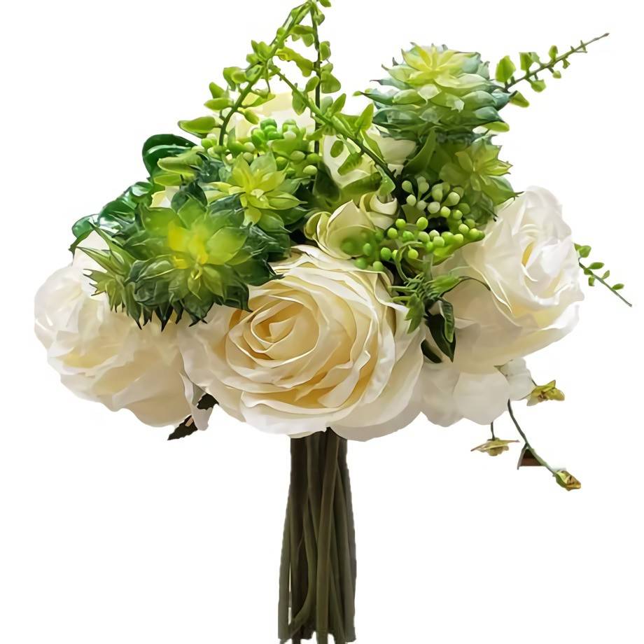 Design Images White Succulent and Roses Faux Bouquet (200 g)